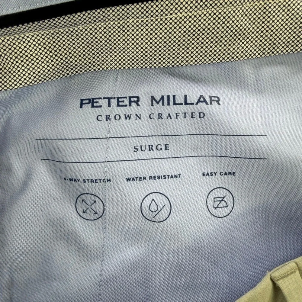 Peter Millar Crown Crafted Surge Performance Shorts Mens 38 Tailored Fit Tan
